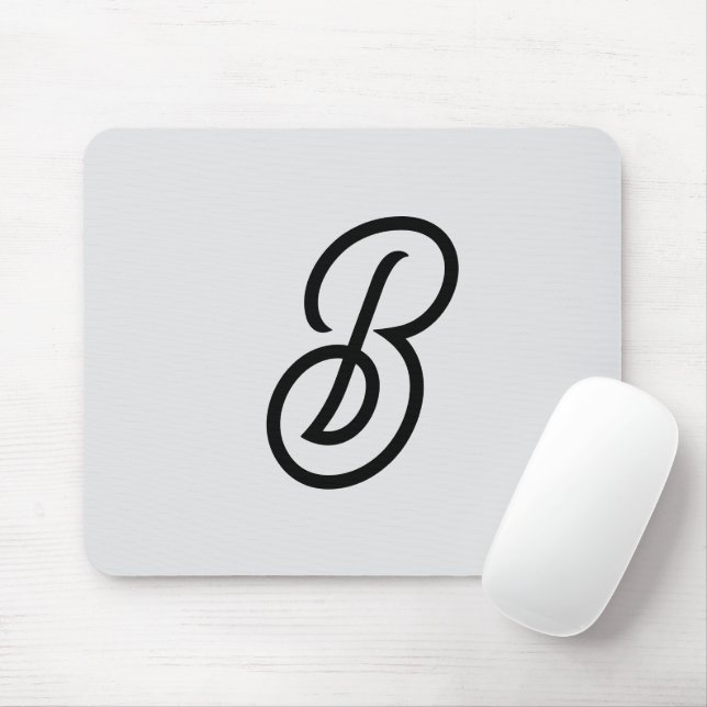 Elegant minimalist modern initial on grey mouse pad (With Mouse)