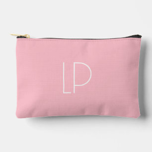 Elegant minimalist modern initial on pastel pink accessory pouch