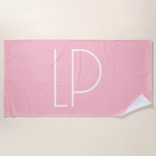 Elegant minimalist modern initial on pastel pink beach towel