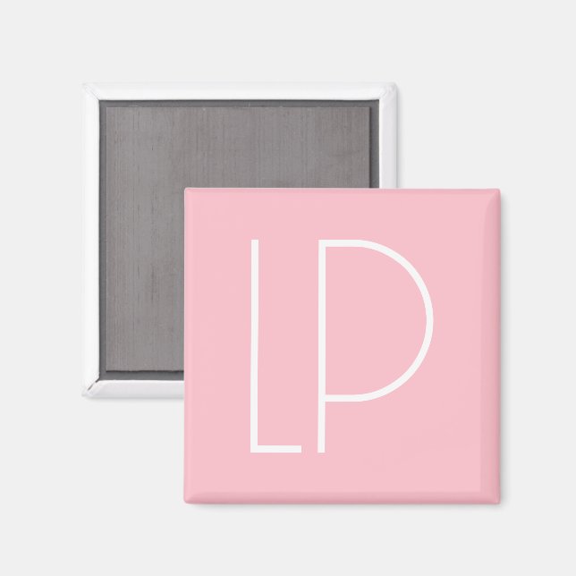 Elegant minimalist modern initial on pastel pink magnet (Front/Back)
