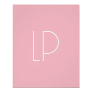 Elegant minimalist modern initial on pastel pink poster