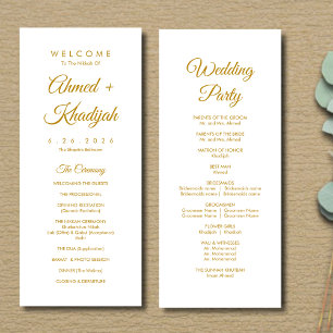 Elegant Minimalist Modern Islamic Wedding Program Programme