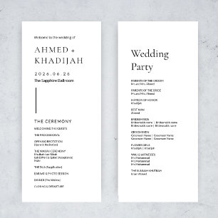 Elegant Minimalist Modern Islamic Wedding Program Programme