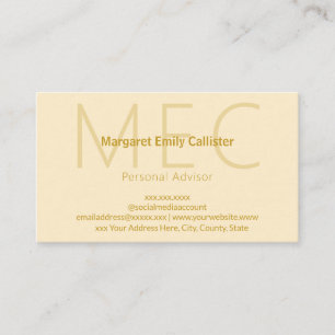 Elegant Minimalist Modern Ivory Cream and Golden Business Card