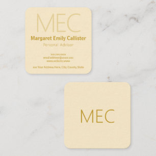 Elegant, Minimalist, Modern Ivory Cream and Golden Square Business Card