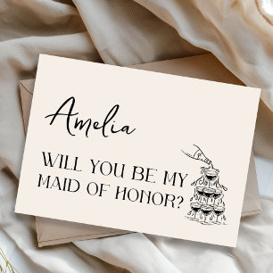 Elegant Minimalist Modern Maid of Honour Proposal Card
