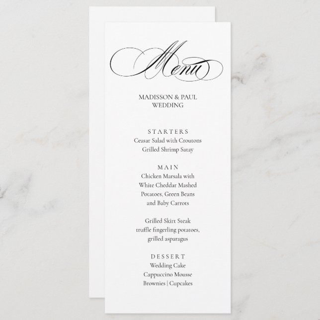 Elegant Minimalist modern Menu  (Front/Back)