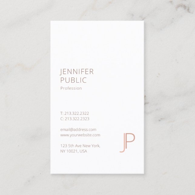 Elegant Minimalist Modern Monogrammed Template Business Card (Front)