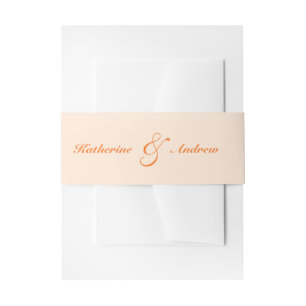 Elegant Minimalist Modern Peach Monogram Wedding Invitation Belly Band