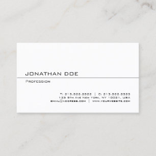 Elegant Minimalist Modern Professional White Sleek Business Card