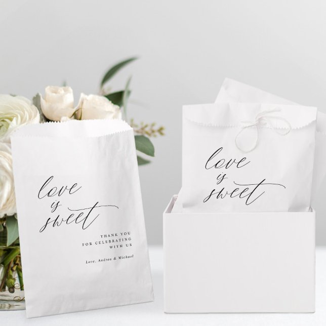 Elegant Minimalist Modern Romantic Wedding Favour Bags (Love is Sweet Wedding Favor Bags - Modern Romantic Wedding Decor)