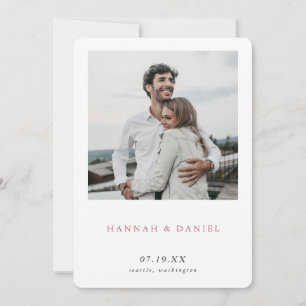Elegant Minimalist Modern Rose Gold Photo Save The Date
