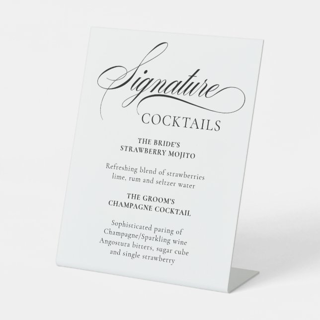 Elegant Minimalist modern Signature Cocktails sign (Front)