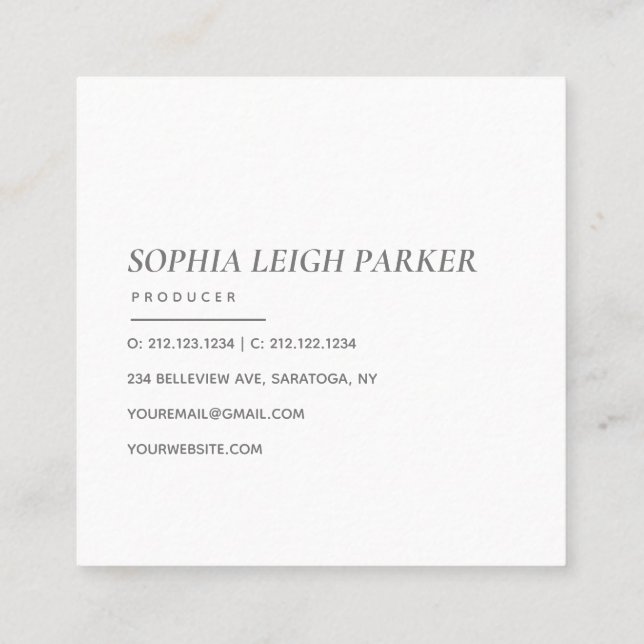 Elegant | Minimalist Modern Typography Simple Pink Square Business Card (Back)