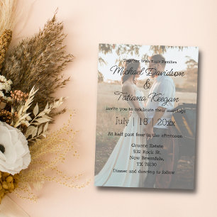 elegant minimalist modern wedding faded photo  invitation