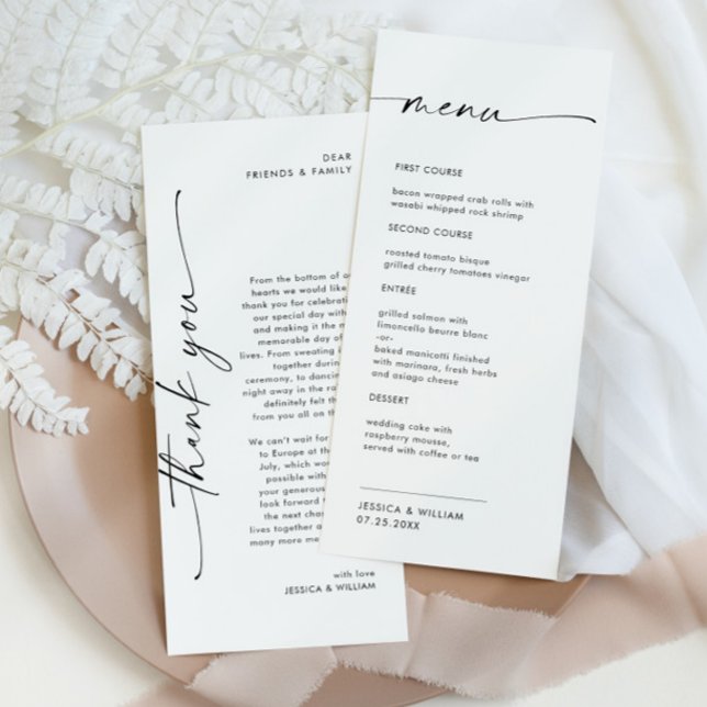 Elegant Minimalist Modern Wedding Thank You Menu (Creator Uploaded)