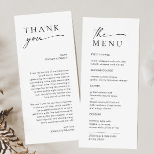 Elegant Minimalist Modern Wedding Thank You Menu