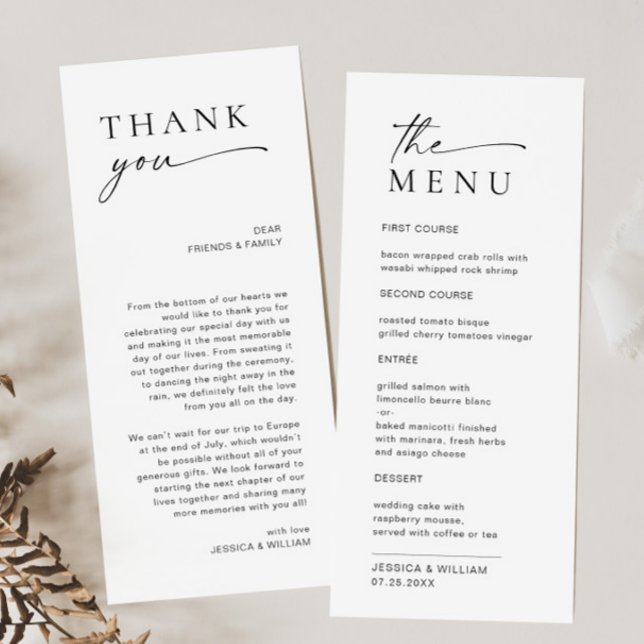 Elegant Minimalist Modern Wedding Thank You Menu (Creator Uploaded)