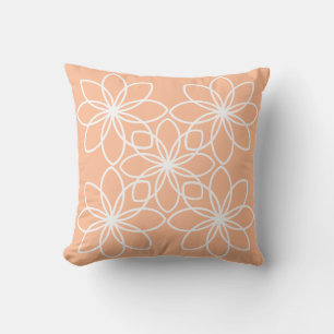 Elegant minimalist modern white orange floral  cushion
