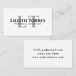 Elegant Minimalist Monogram Clean Typography  Business Card