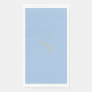 Elegant Minimalist Monogram Dusty Blue & Silver  Napkin
