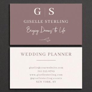 Elegant Minimalist Monogram Dusty Rose Business Card