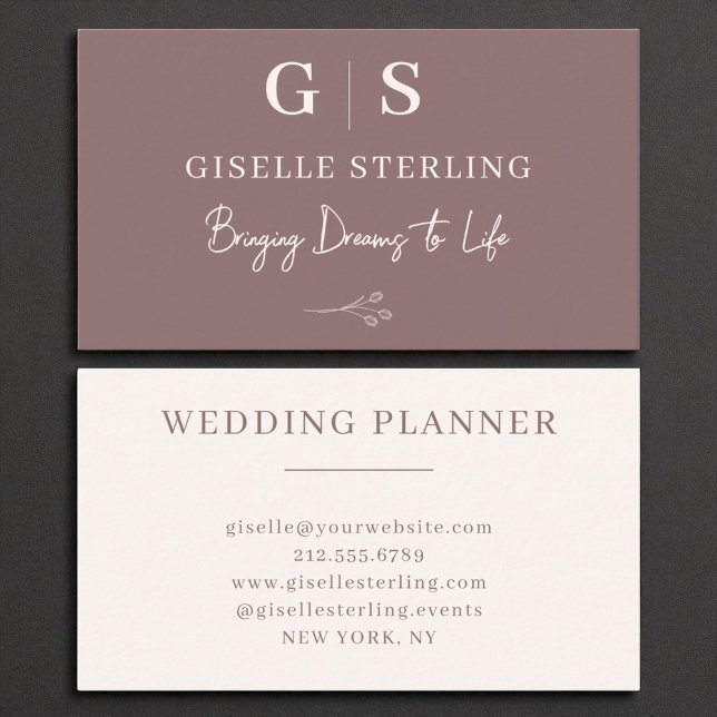 Elegant Minimalist Monogram Dusty Rose  Business Card (Creator Uploaded)