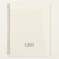 Elegant Minimalist Monogram Ivory Spiral Notebook
