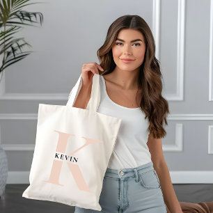 Elegant Minimalist Monogram Name Tote Bag