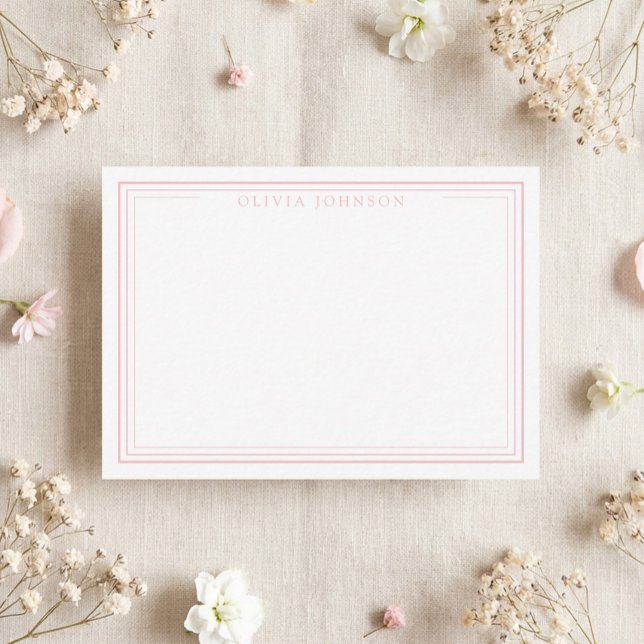 Elegant Minimalist Monogram Pink Border Card (Creator Uploaded)