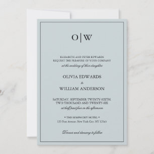 Elegant Minimalist Monogram Wedding Invitation
