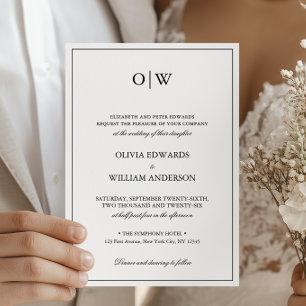 Elegant Minimalist Monogram Wedding Invitation