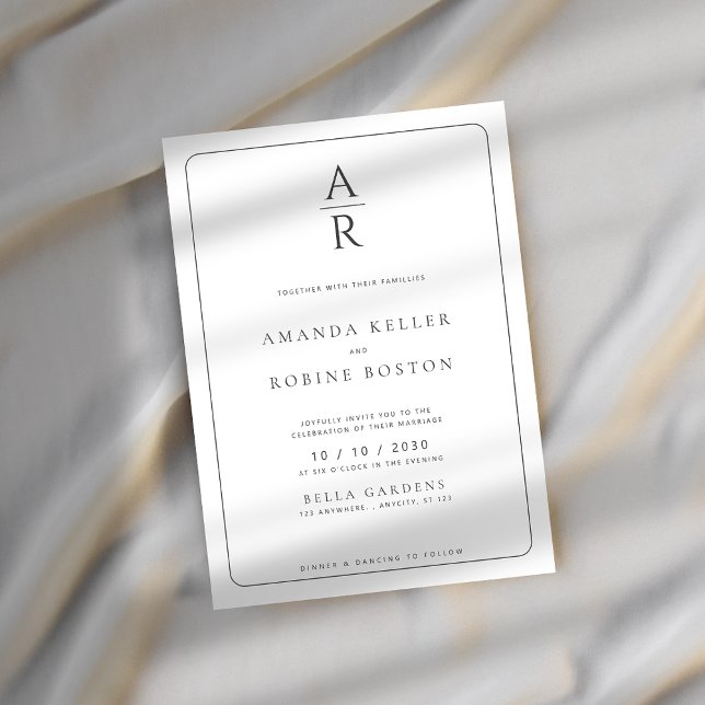 Elegant Minimalist Monogram Wedding Invitation (Creator Uploaded)