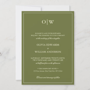 Elegant Minimalist Monogram Wedding Invitation