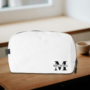 Elegant Minimalist Monogrammed Gift   White Dopp Kit
