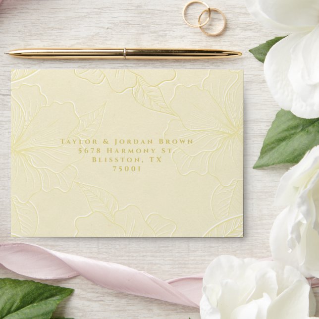 Elegant Minimalist Monotone Floral Wedding Envelope (Wedding)