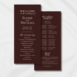 Elegant Minimalist Mousse Brown Wedding Program