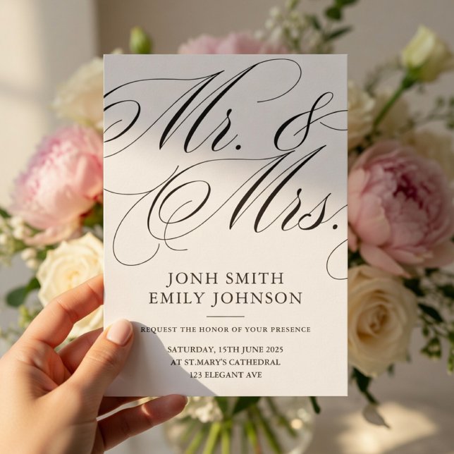 Elegant Minimalist Mr & Mrs Wedding  Invitation (Creator Uploaded)