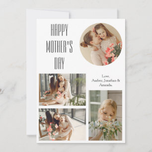 Elegant Minimalist Multi Photo Mothers Day Holiday Card