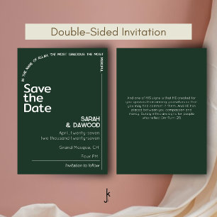 Elegant Minimalist Muslim Emerald Green Wedding Save The Date