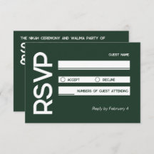 Elegant Minimalist Muslim Green White Wedding RSVP