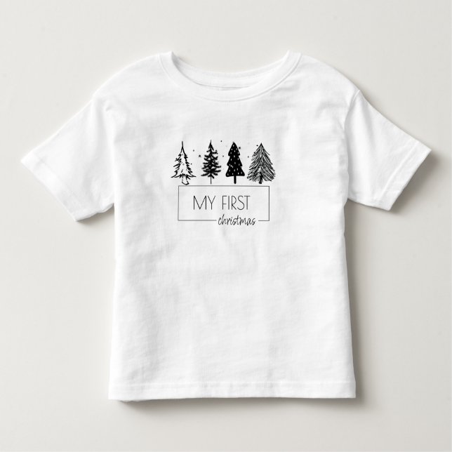 Elegant Minimalist My First Christmas Toddler T-Shirt (Front)