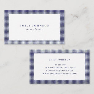 Elegant Minimalist Navy Blue Houndstooth Business Card