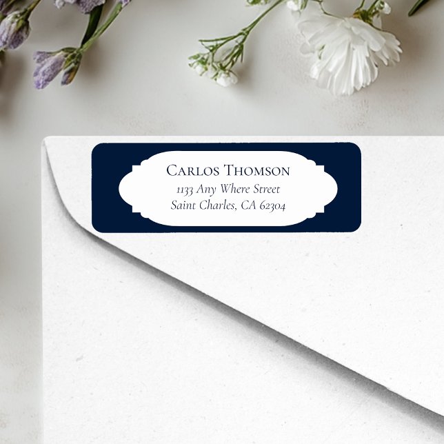 Elegant Minimalist Navy Blue RSVP Address (Creator Uploaded)