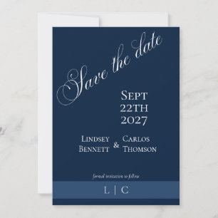 Elegant Minimalist Navy Blue Save The Date