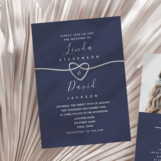 Elegant Minimalist Navy Blue Wedding Invitation (Creator Uploaded)