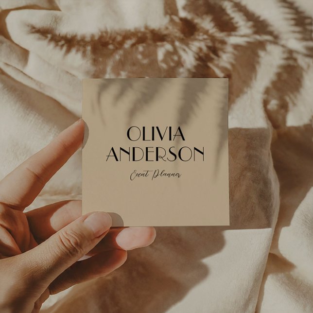 Elegant Minimalist Neutral Cream Boho Chic Modern Square Business Card (Creator Uploaded)