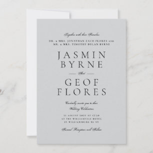 Elegant Minimalist Neutral Gray Wedding Invitation