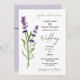 Elegant Minimalist New Fashion Lavander Wedding Invitation