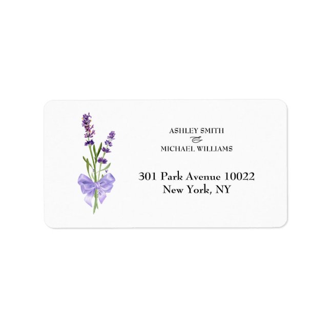 Elegant Minimalist New Fashion Lavender Wedding Label (Front)